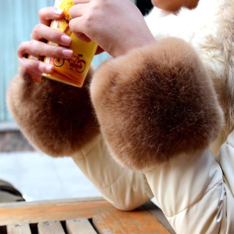 

Luxury Clothing Coat Sleeves Accessory Winter Thick Windproof Warm Hand Ring Fashion Women Faux Fur Gloves Cuff Wrist