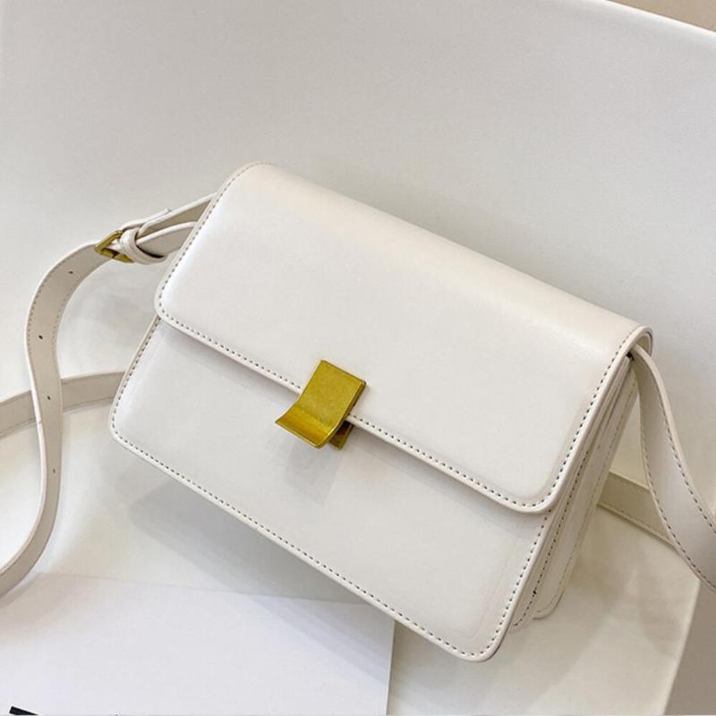 

Solid color Square Crossbody bag 2021 Fashion New High quality PU Leather Women's Designer Handbag Lock Shoulder Messenger Bag, Black