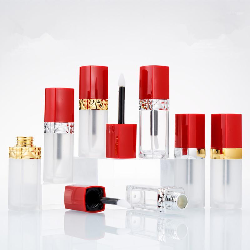 

5ml Women Beauty Tool Cosmetic Lip gloss Lip Glaze Container Matte Plastic Lipstick Oil Wand Brush Refillable Red Cap Bottle1