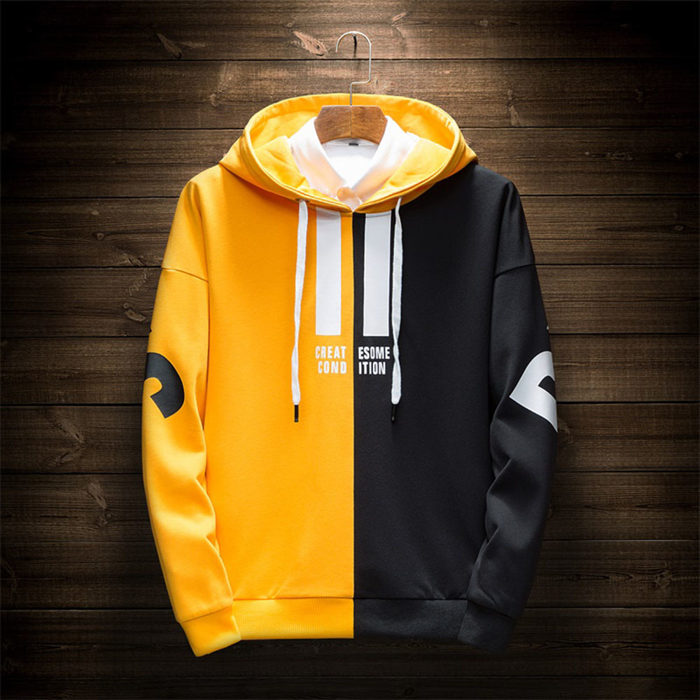 

2021 New Men's Sweatshirt Letter Print Hip Hop Hoodie Loose Jacket A75E, Red