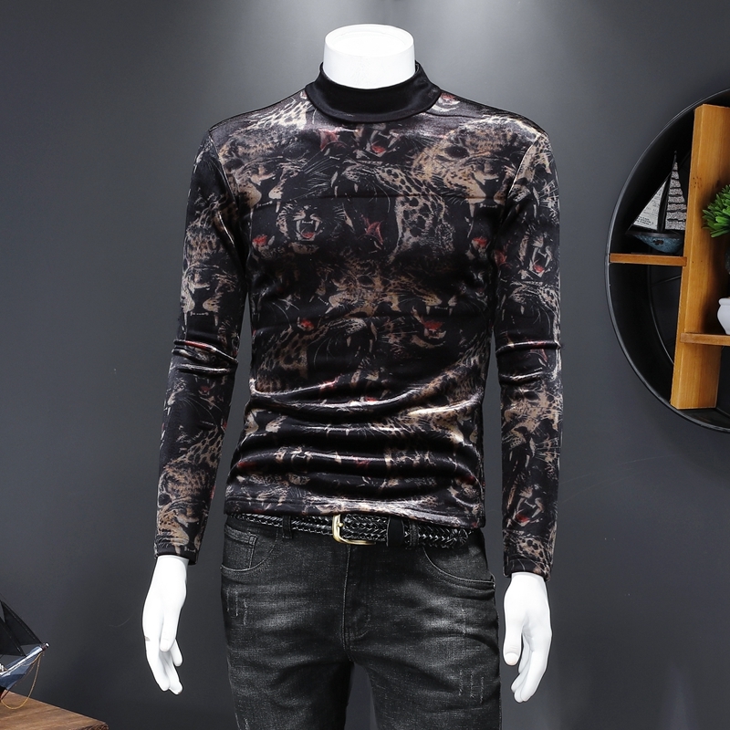 

2020 Animal Male Imprint Sweaters for Long Velvet-billed Man's Casual Sweatshirt Black Velvet Club 5ix4