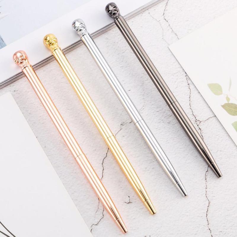 

3PCS Halloween Metal Ballpoint Pen Skull shape Promotional gift Pen for Office and School Supplies Stationery Custom LOGO1, 3pcs rose gold