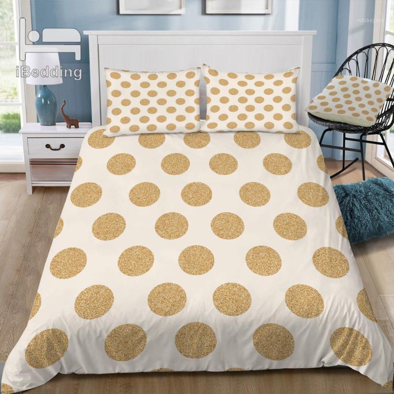 

Gold Dots 3D Bedding Set Printed Duvet Cover Set Queen King  Size1