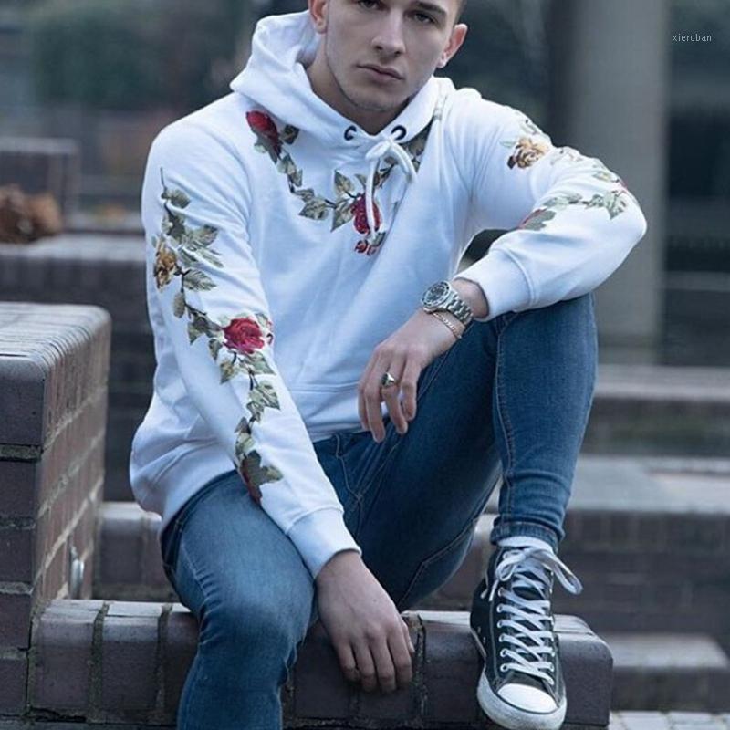 

Men's Hoodies & Sweatshirts Lugentolo Flower Print Men Spirng Autumn Fashion Long Sleeve Casual Plus Size Man Sweatshirt1, White