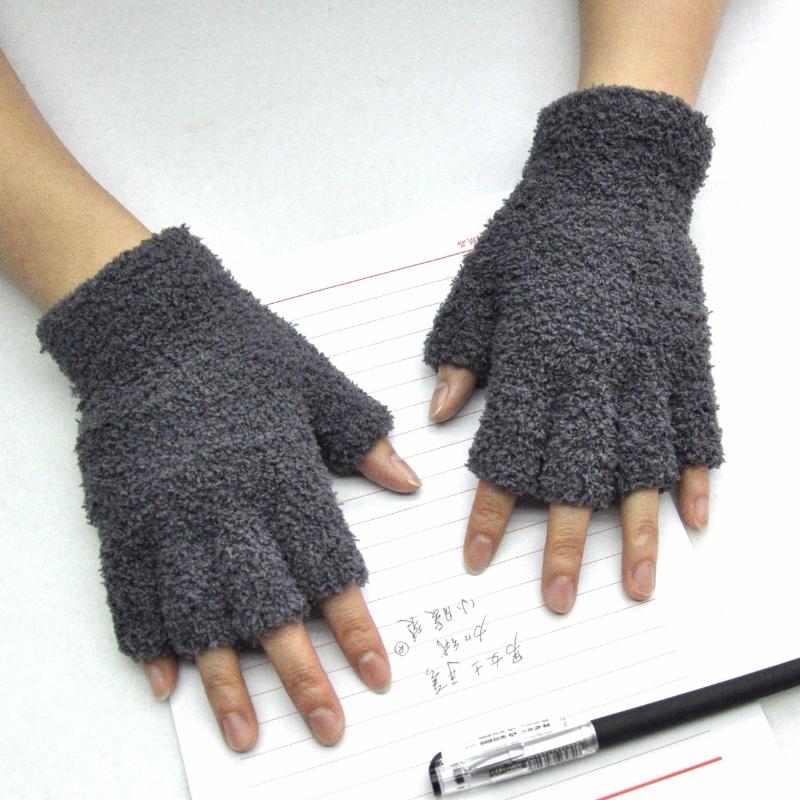 

Knitted Women's Gloves Autumn Winter Thick Warm Gloves Fingerless Exposed Finger Coral Fleece Thermal Soft for Party Gift