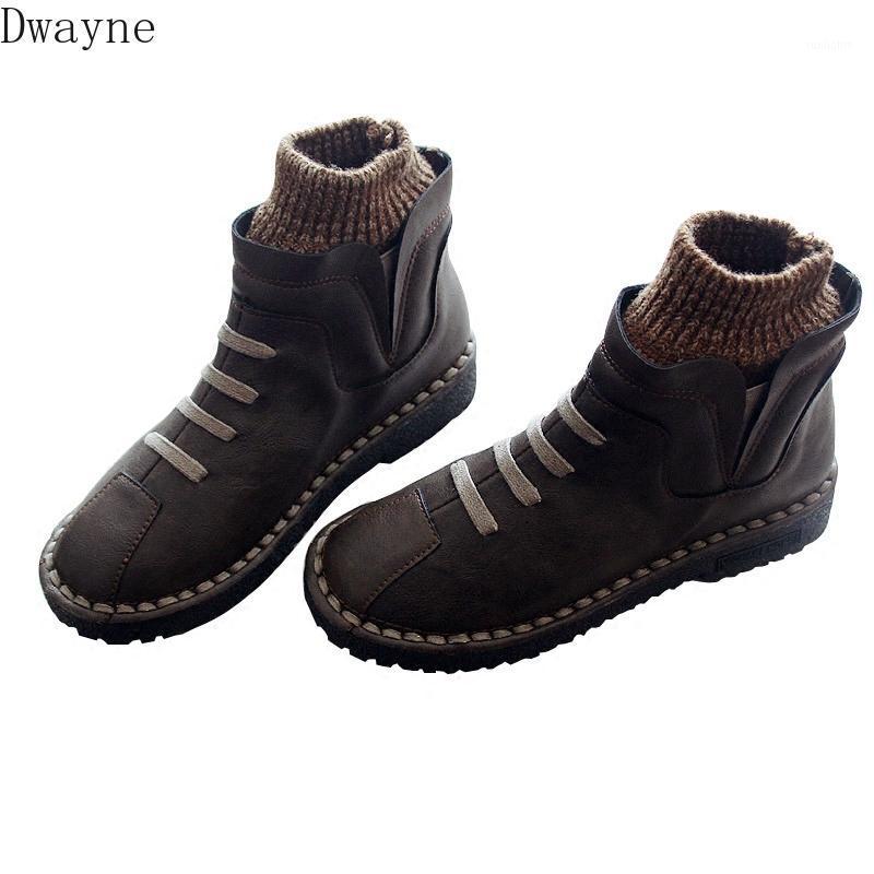 

Wool mouth round head autumn and winter anti-level bottom soft bottom handmade booties and ankle boots women's boots1, Blue