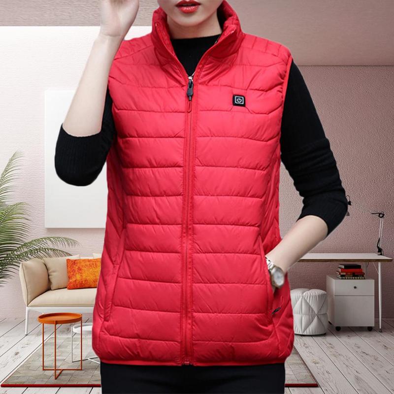 

Women's Smart Charging Heating Stand Collar Down Cotton Vest Autumn Winter Sleeveless Jacket Heated Vest Outdoor 2021 Hot Sale N, As pic