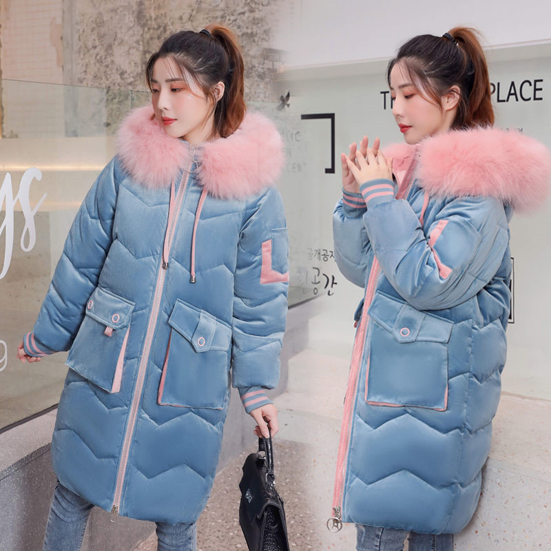 

2021 New Women's Gold Veet Cotton-padded Clothes Woman Down Cotton Loose Fur Coat Winter Jacket Women Parka Plus Size Fdnf, Black