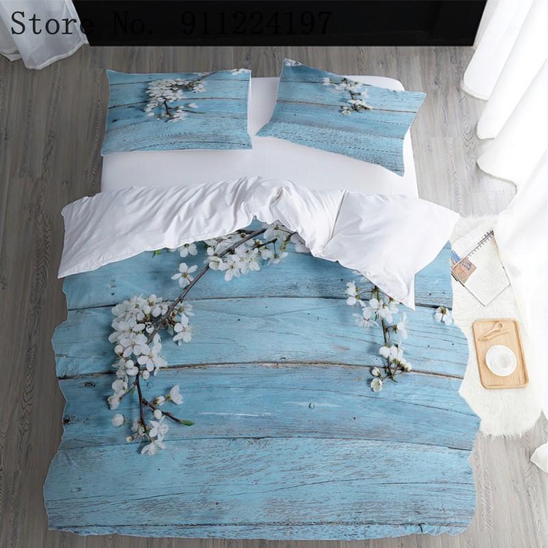 

Flower Pringting Duvet Cover Home Textile Warm Bedding Set Blue Color Quilt Cover Single Double Queen King Size For Kids Adult1, Color-1