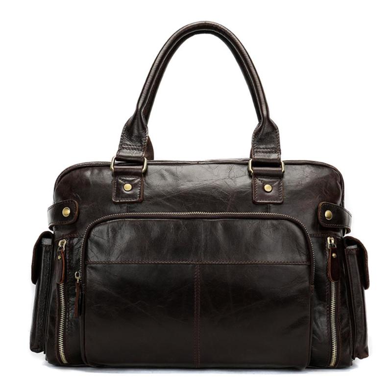 

First Layer Cowhide Leather Handbag Laptop Business Commercia Briefcase Bag For Man, Brown