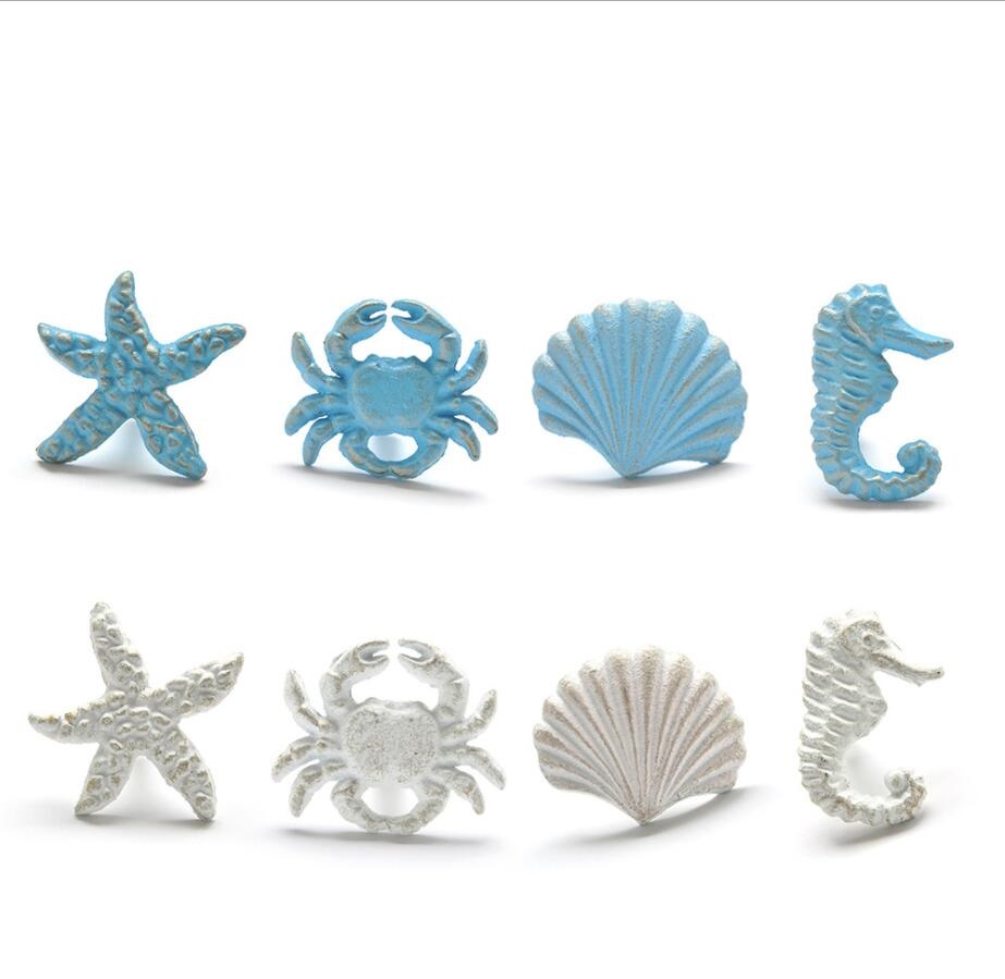 Retro ocean Handles style cast iron handle Mediterranean children&#039;s room drawer starfish handle single hole Nordic wardrobe handle-image-634475535