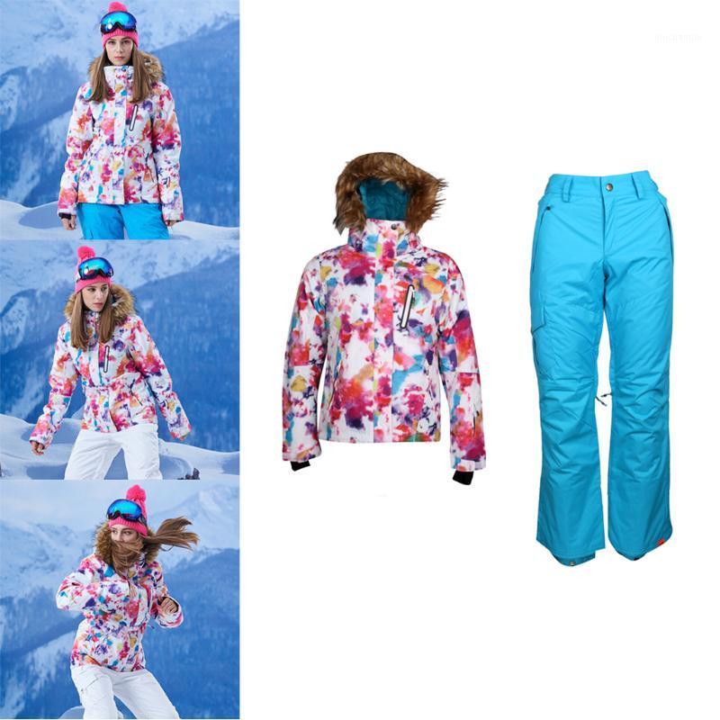 

High Performance Ski Suit Jacket Pants Winter Outdoor Thermal Snowsuit Raincoat Windproof Trousers for Women1, As pic