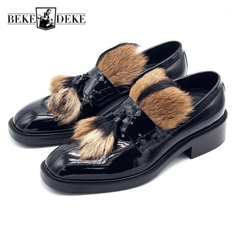 

High Quality European Men Dress Shoes Genuine Leather Luxury Fur Increase Mens Social Shoes Black Slip On Footwear Man 3.5-10T1
