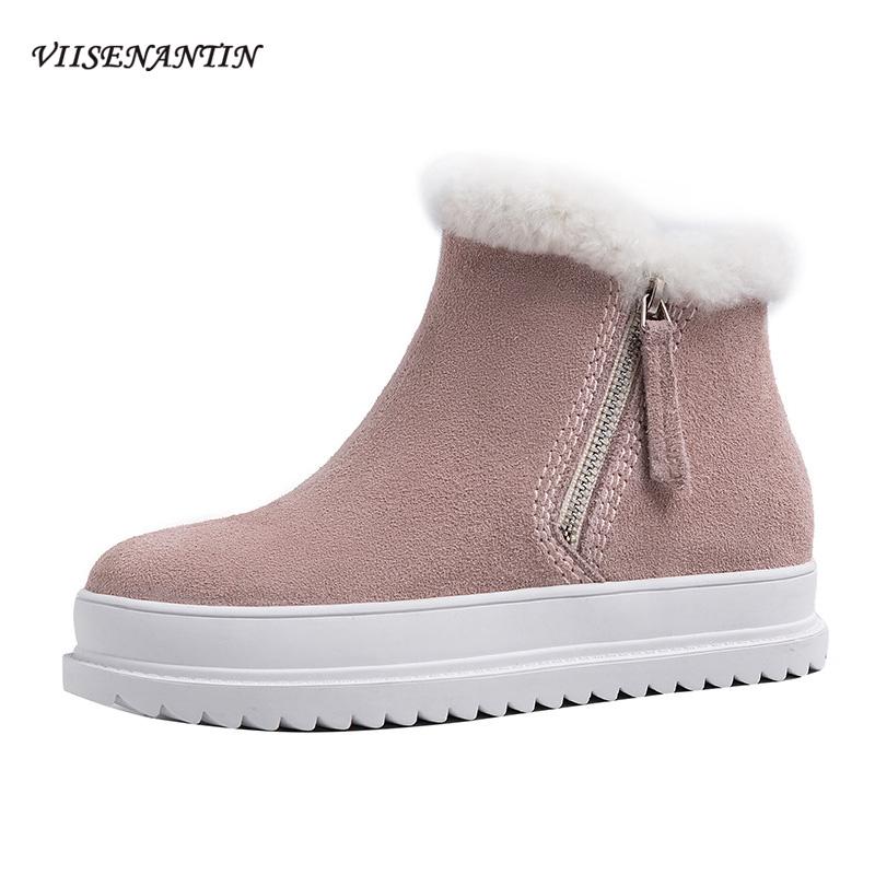 

Autumn Winter Keep Warm New Korean Style Casual Snow Boots Thick-soled Large Size Women's Boots Frosted Leather Ankle, Black