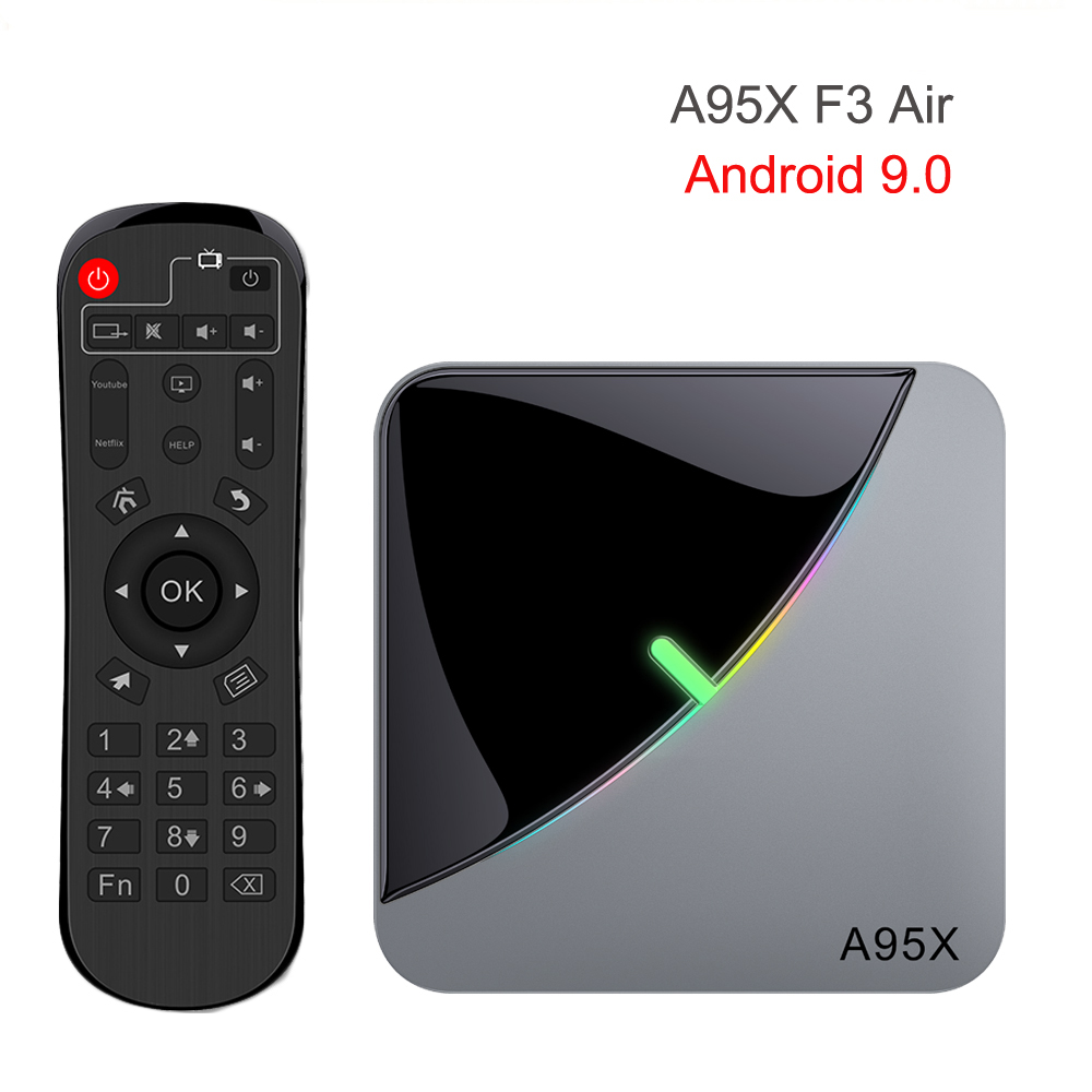 

A95X F3 Air RGB Light TV Box Amlogic S905X3 Android 9.0 4GB 64GB Dual Wifi 4K 60fps A95XF3 X3 Smart TV Box