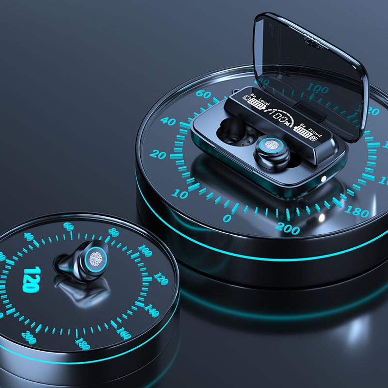 

TWS True Wireless Bluetooth Earphones 5.1 Sports Waterproof Music Earbuds 9D Stereo 4000mAh Noise Reduction Business Headphones, Black