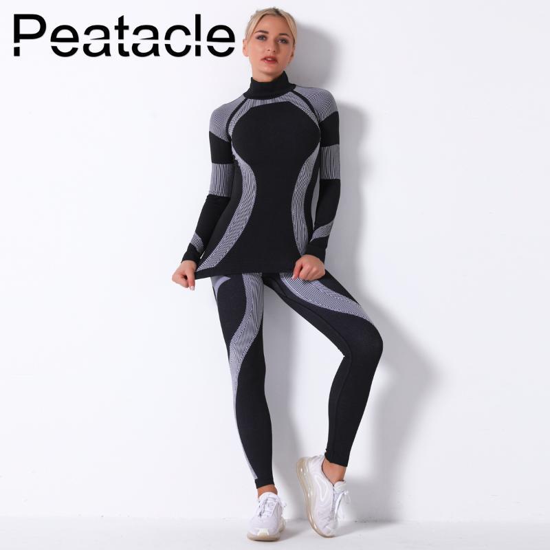 

Peatacle Sport 2 Piece Set Long Sleeve Yoga Suit Women' Breathable Running Fitness Clothing Tights Gym Workout Athletic Wear1, Blue