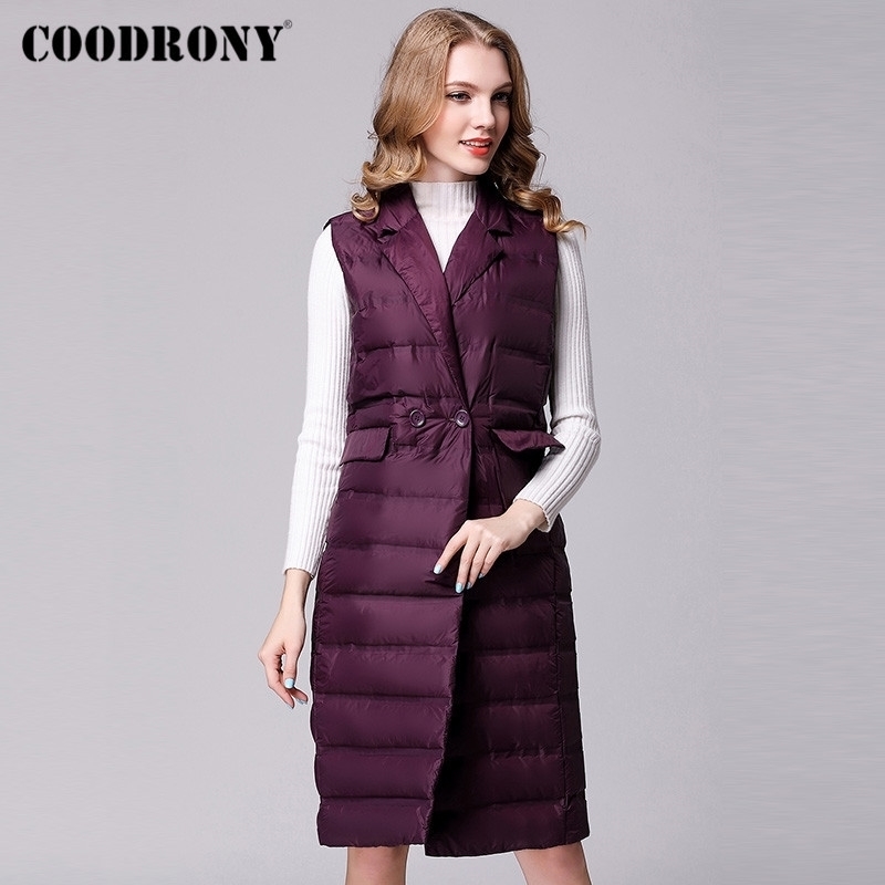 

COODRONY Brand Streetwear Long Women's Winter Down Jackets With Pocket New Elegant Style Windproof Warm Female Coats W9006 201128, Purple
