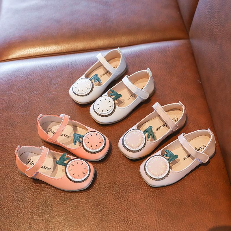 

Menoea Baby Girls Autumn PU Shoes 2020 New Style Kids Fruit Pattern Cute Princess Shoes Flat Lovely Cartoon for Girls, Ah2669orange