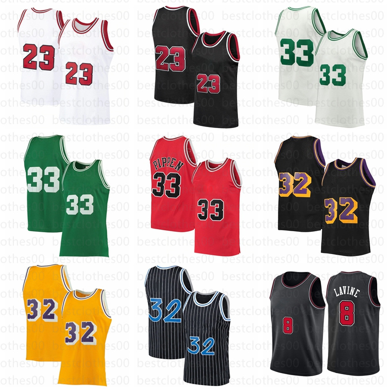 

Johnson 34 Shaquille ONeal O Neal 8 LaVine 33 Pippen Dennis 91 Rodman 1 Rose Larry 23 Paul Bird 45 Basketball Jerseys High quality S-XXL, Black;red