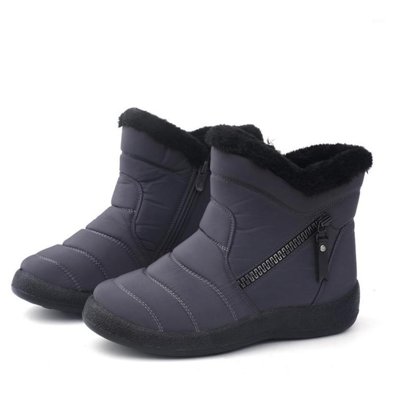 

Women Snow Boots Winter Warm Plush Fur Female Ankle Boots Non-slip Slip On Flat Casual Shoes Waterproof Footwear Botas Mujer1, Black
