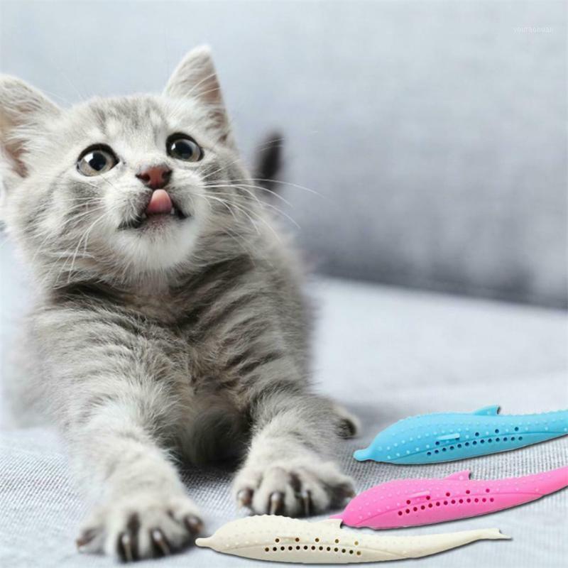 

Soft Silicone Mint Fish Cat Toy Pet Cat Teether Silicone Pet Grams Toothbrush Toy Cleaning Teeth Interactive Cats New Dental1