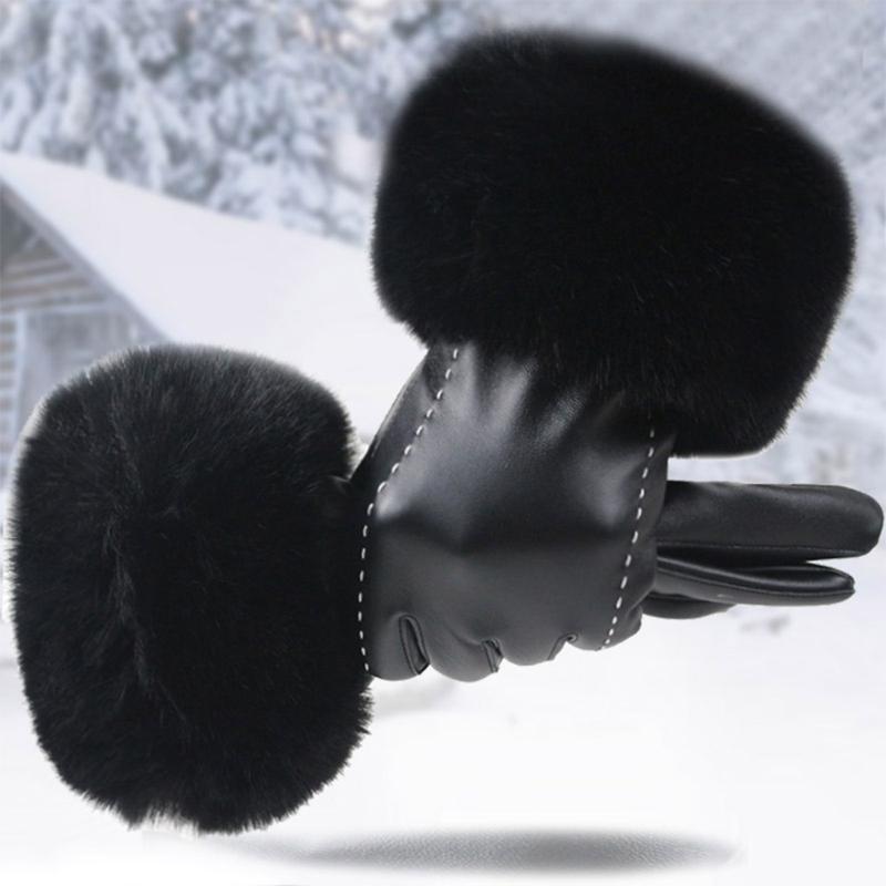 

Women Winter Warmer Velvet Gloves Warm Using Phone for Cycling Running Gloves winter leather Women's touch screen 927