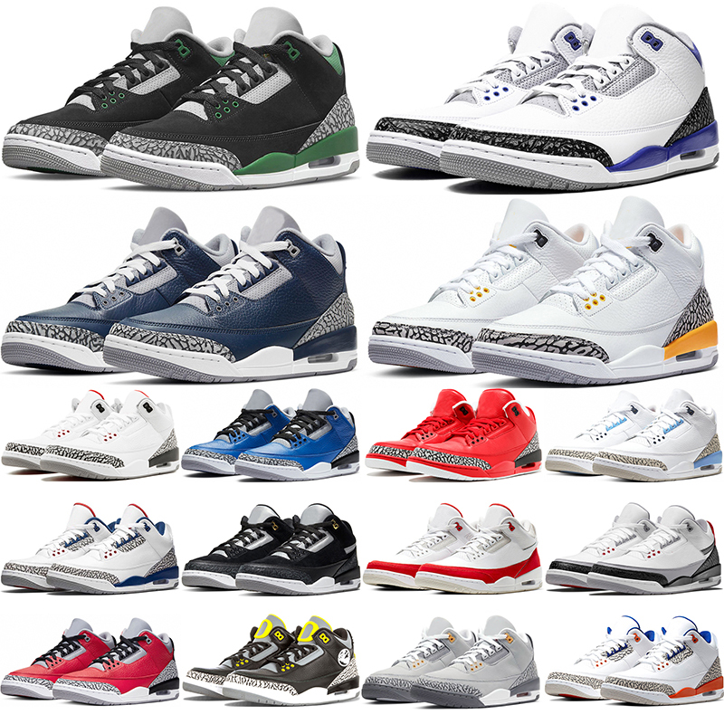 

jumpman 3s 3 Racer Blue Pine Green basketball shoes White Cement UNC Midnight Navy Laser Orange Fire Red Cool Grey Fragment Fear mens trainers sneakers, Red cement