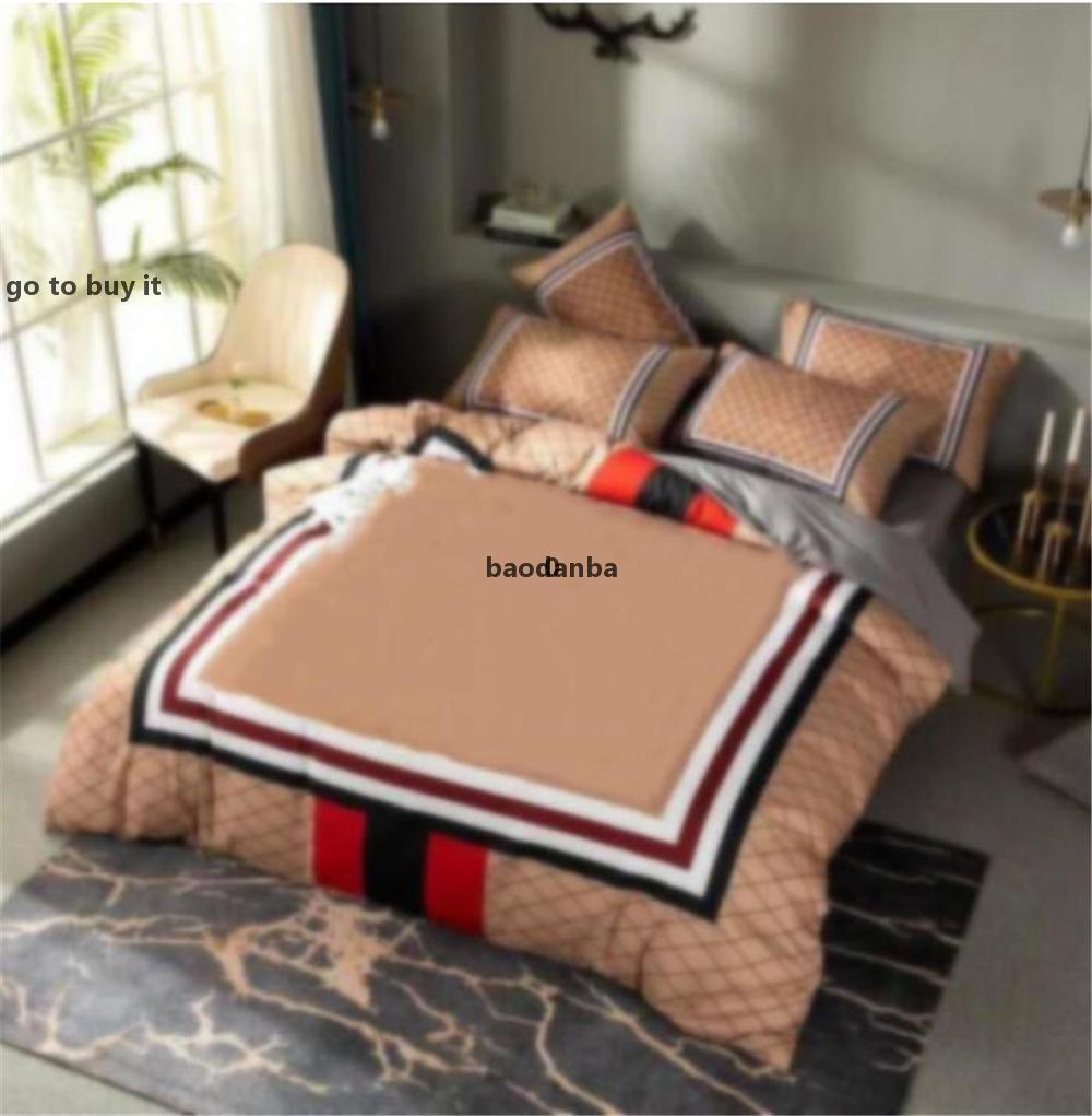 

Casual King Size Designer Bedding Set Covers 4 Pcs Letter Printed Cotton Soft Comforter Duvet Cover Luxury  Bed Sheet With Pillowca, V white