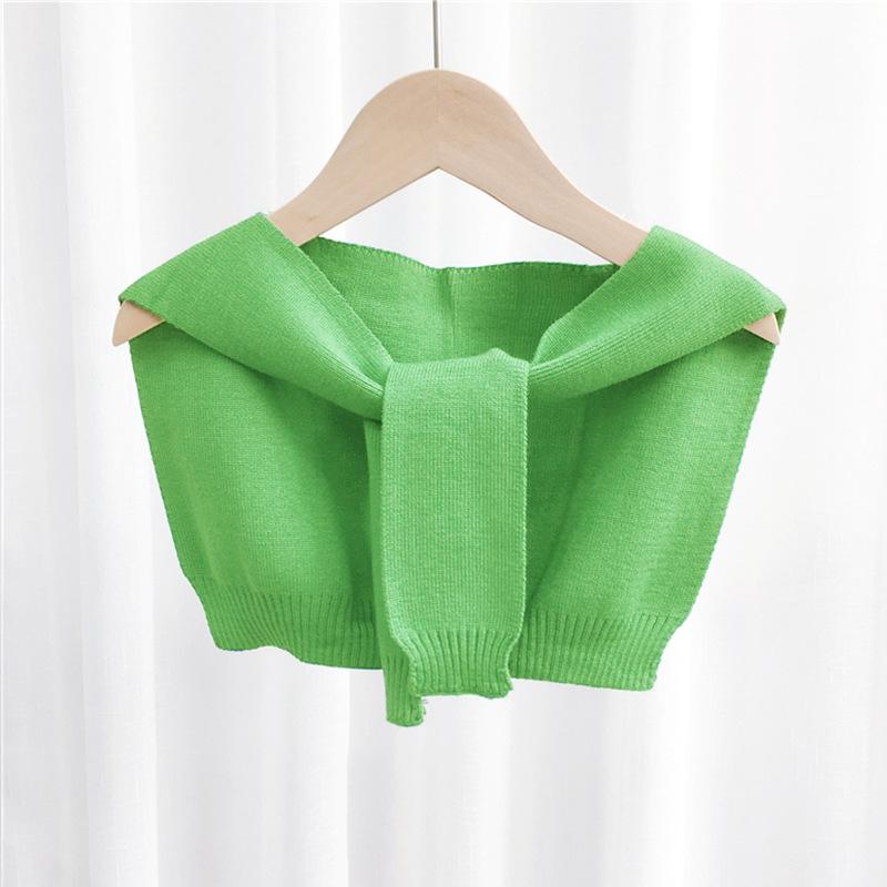 

Autumn Winter Children's Knitted Wool Stripe Warmth Cute Solid Color Style Boys Girls Korean Fashion Tether Catwalk shawl D85