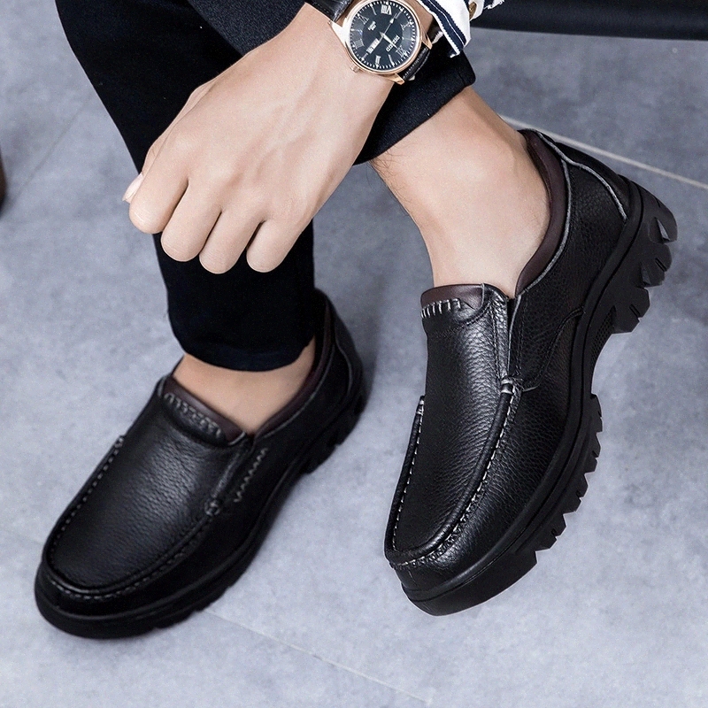 

Men's Casual Shoes Slip-on Male Loafers Shoes cow leather spring autumn Business Genuine Leather Shoes Men flats big size 49 #Jh9z