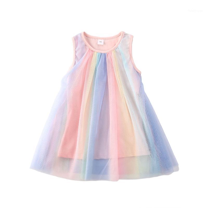 

1-6Years Summer Kid Baby Girl Clothes Sleeveless Lace Dress Princess Rainbow Sundress1, Multi
