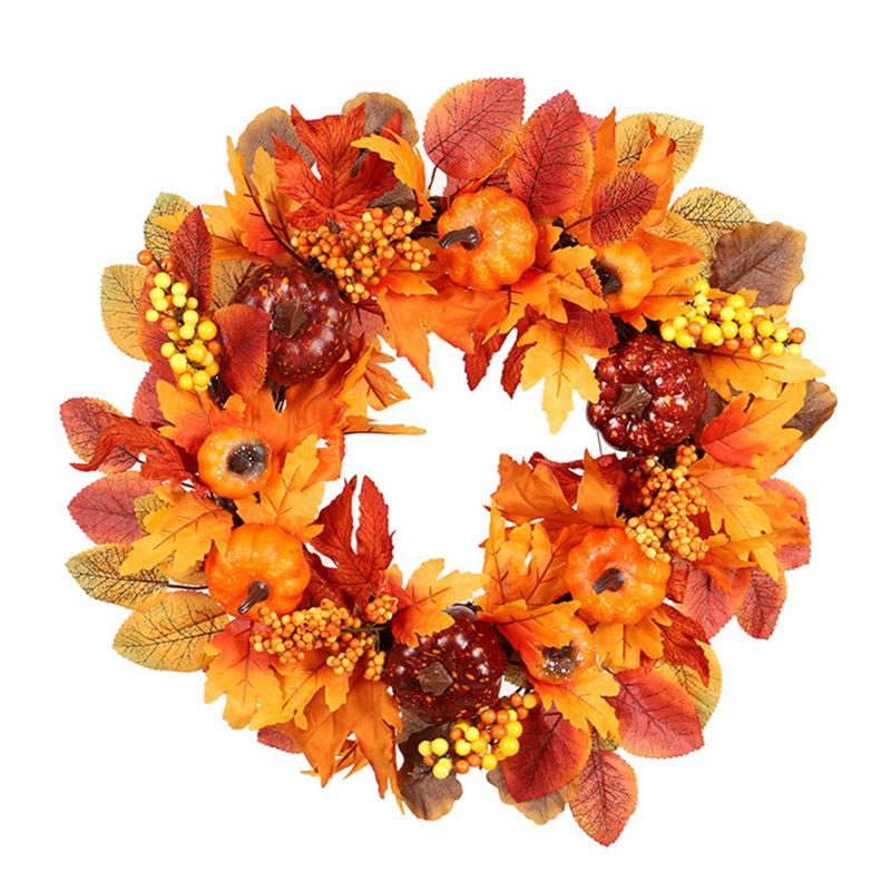 

Fall Wreath for Front-Door-Decor Gift Box Included - Handcrafted Rattan Base - for Autumn & Thanksgiving Day HG99, Orange