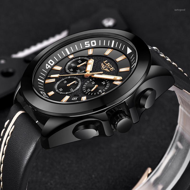 

Wristwatches 2021 Top Brand LIGE Luxury Mens Fashion Leather Quartz Wrist Watch Men Sport Male Leisure Clock Relogio Masculino1, Rose gold black