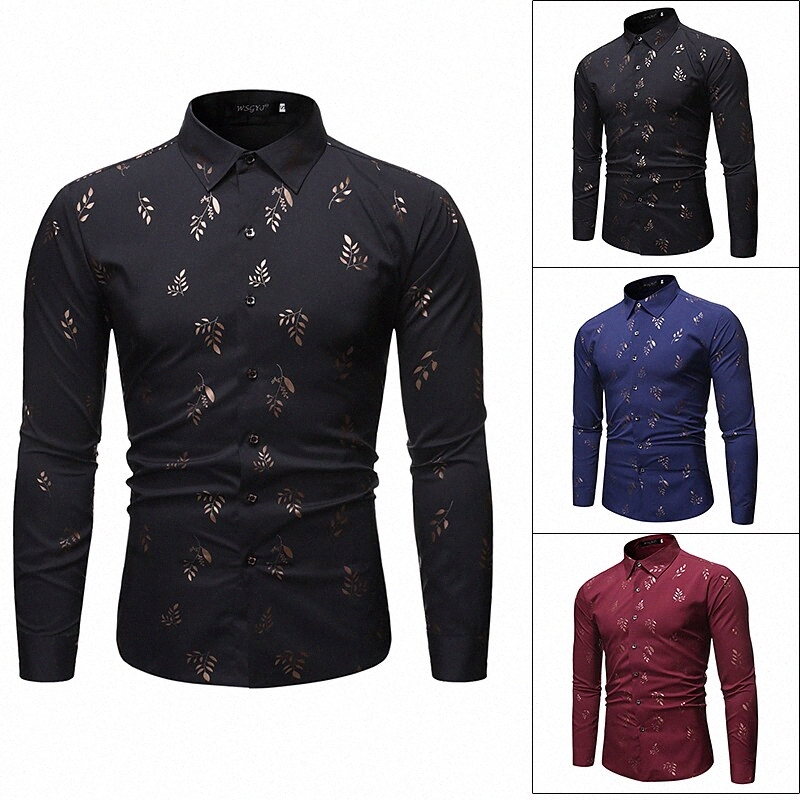 Chemise pour hommes Laisse Collier Street Casual Button Bronzing Bronzing Housses à manches longues Coton Casual Fashion Respirant Vin confortabl