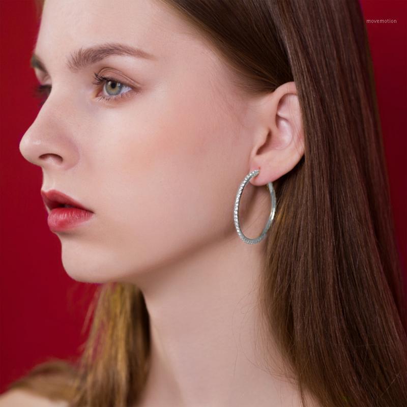 

ZHOUYANG Hoop Earrings For Women Classic Sparkle Zircon Silver Color Big Circle Wedding Party Gift Fashion Jewelry KAE3691