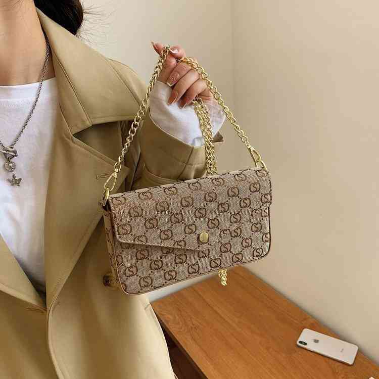 

Womens Purses & Handbags Minority design new women's bag versatile chain small square three piece card sling Shoulder Messenger, White