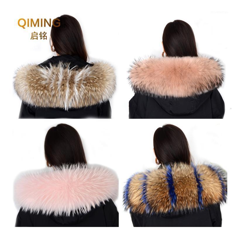 

Real Natural Raccoon Fur Collar Winter Women's Coat Hooded Solid Collar Fur Removabl Neck Scarves Scarf Women Luxury scarfs1