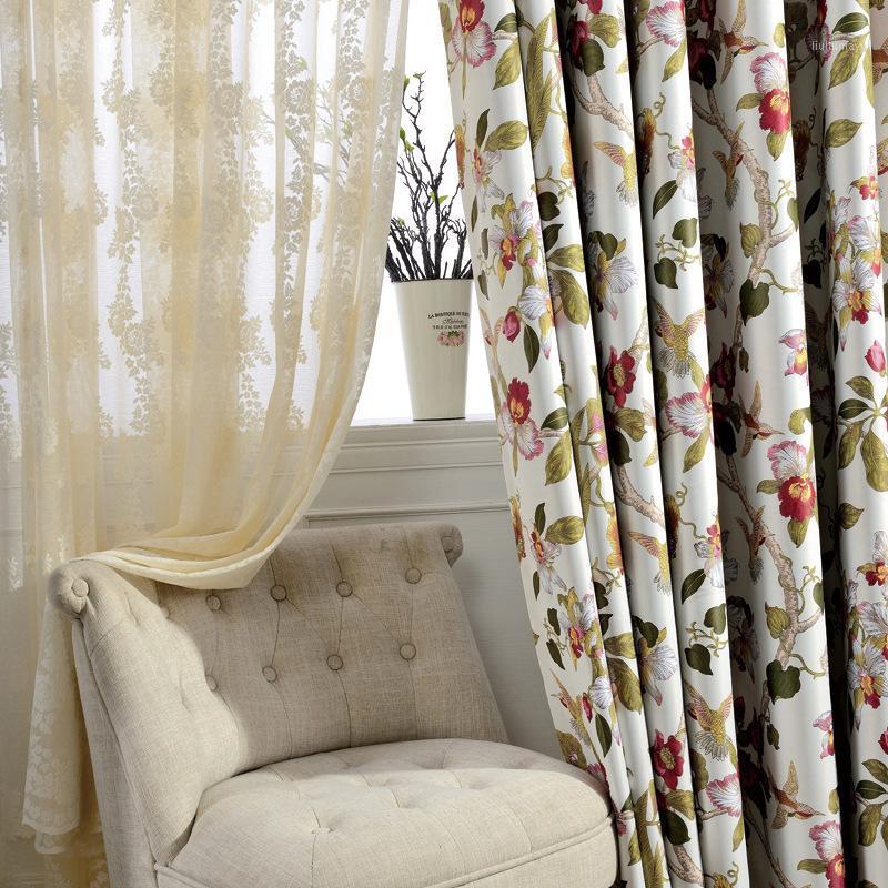 

New Pastoral Printing High-Window Shade Cloth Living Room Balcony Shade Curtain1, Tulle