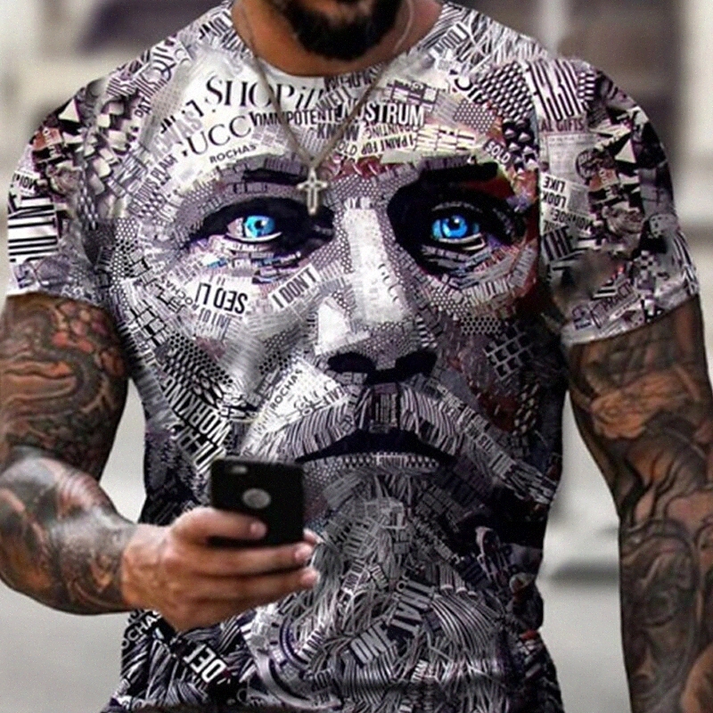 Men's Tee T shirt Shirt 3D Print Graphic Human face Plus Size Crew Neck Casual Daily Short Sleeve Tops Basic Designer Slim Fit Big and Tall Bla