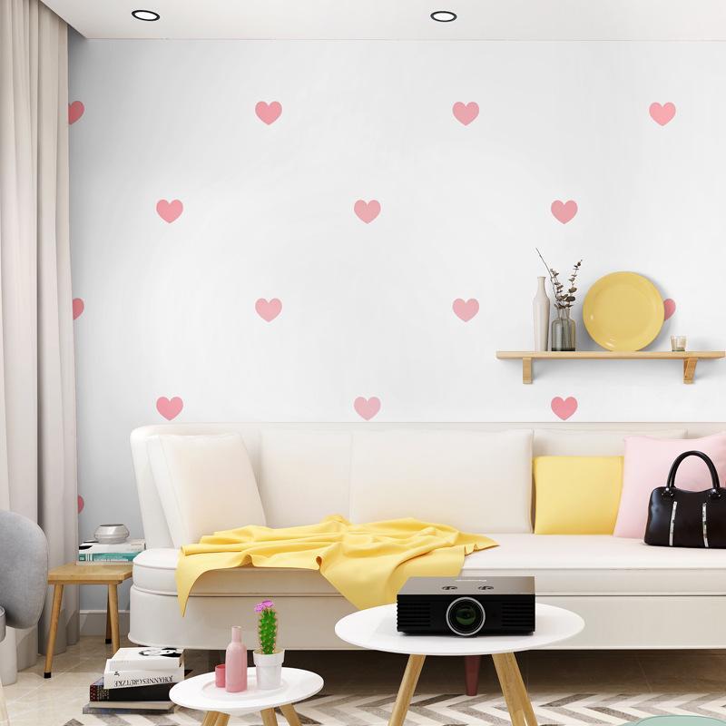 

decorateCute fashion love heart wallpaper minimalist black heart pink wall cover children's bedroom living room home wall1, 192501