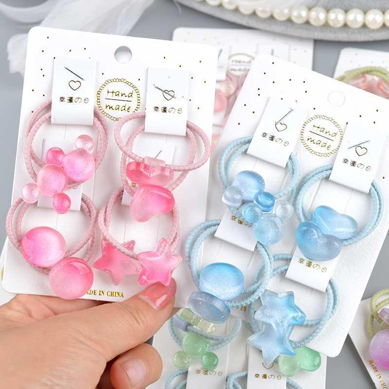 

8/2 pcs Lovely Carton Princess Headwear Baby Headdress Girls Hair Accessories Kids Elastic Hair Bands Children Ropes1, I star