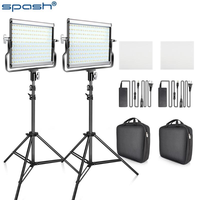 

SPASH 2set LED Video Light Kit Dimmable Bi-color with U Bracket 3200K-5600K CRI96 and Bag for Studio Photography Video Shooting