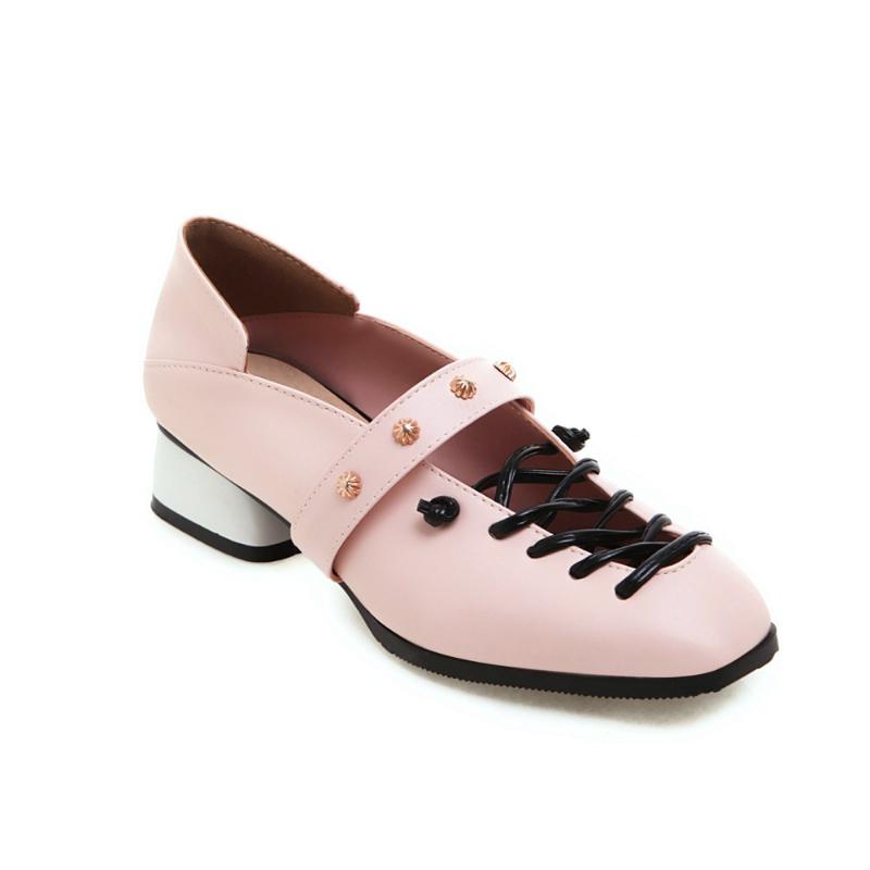 

Low age season in 2020 new product with single shoes female 31-43 square rivet students, Blue