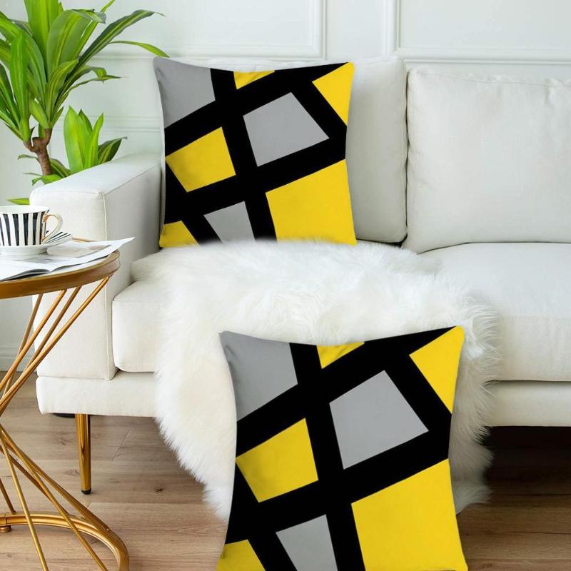 

1pcs Printed Throw Pillow Case Office Sofa Housse Yellow Cove Wave Diamond Gray Waist Cushion Y5G5, Beige