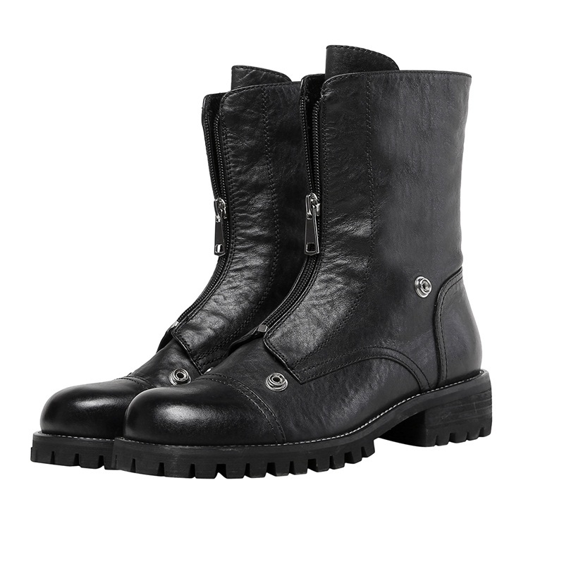

2021 Female Fashion New Ankle Hot Genuine Leather Shoes Woman Foot Black Motocycle Boots 39 Q4it