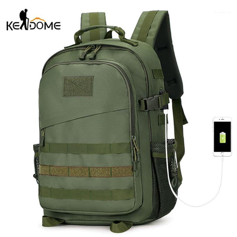 

USB Charging Man Army Tactical Backpacks Bags Outdoor Molle Pack Trekking Camping Fishing Hunting Bag Rucksack XA330D1, Black