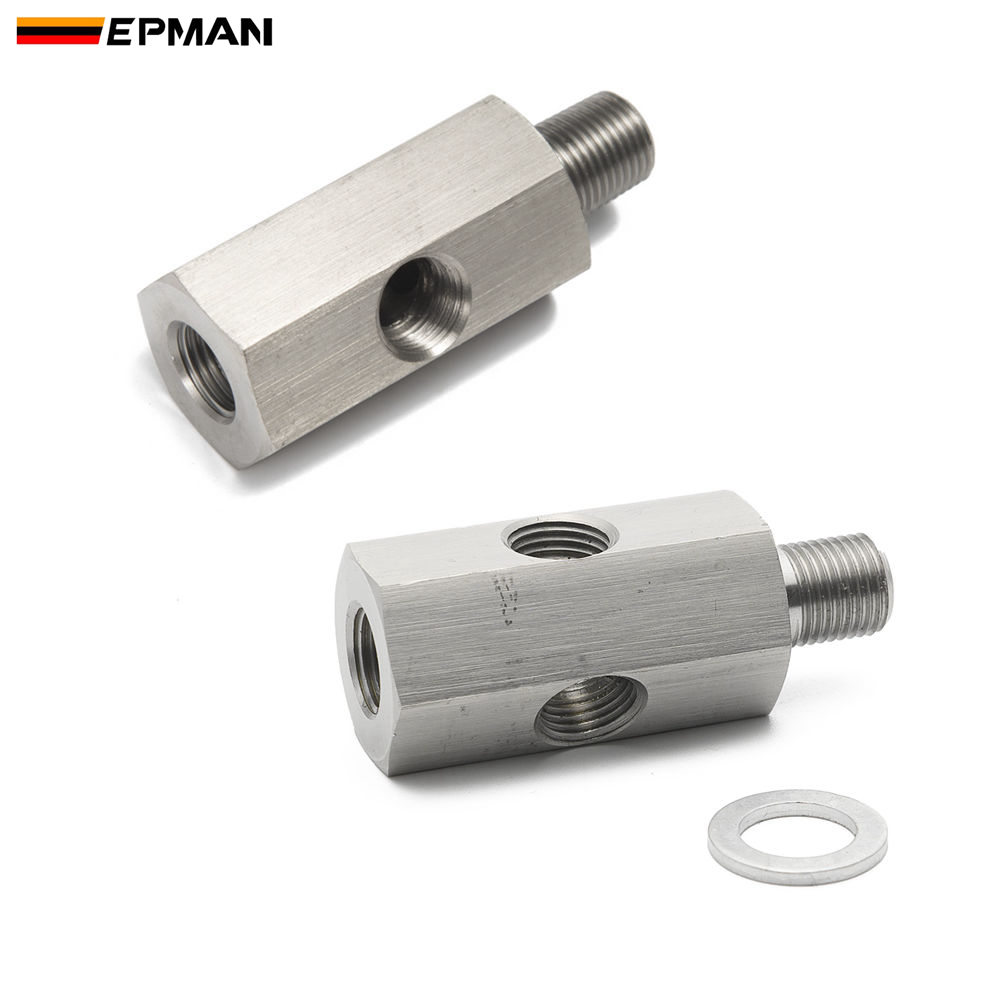 

EPMAN Stainless Steel 1/8" NPT & 1/8" BSPT & M10 Oil Pressure Sensor Tee To NPT Adapter Turbo Feed Line Gauge