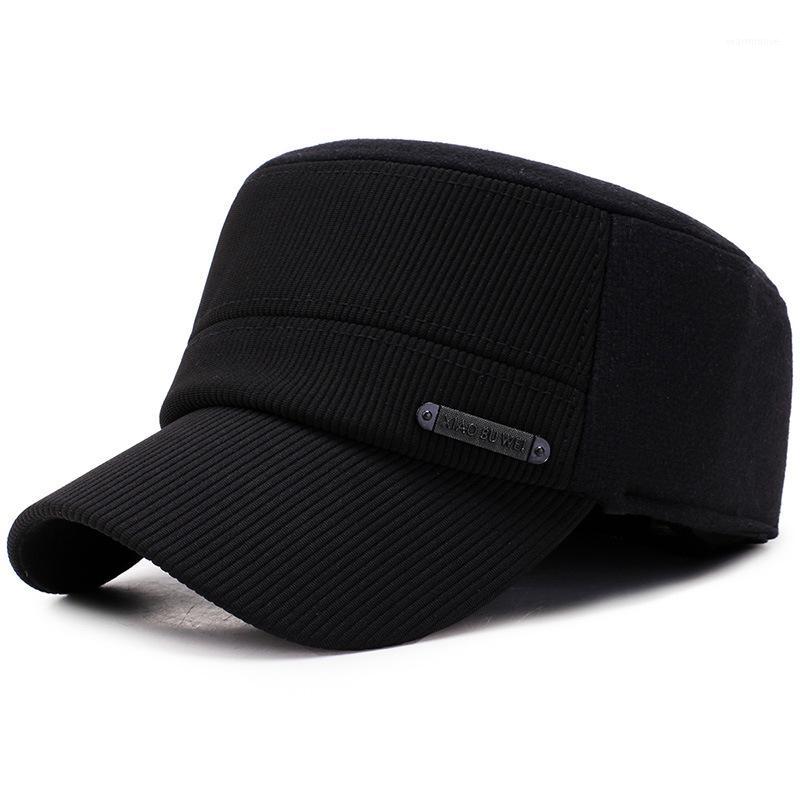 

SQTEIO winter warm flat hat autumn outdoor woolen cotton hat earmuffs wholesale1, Black