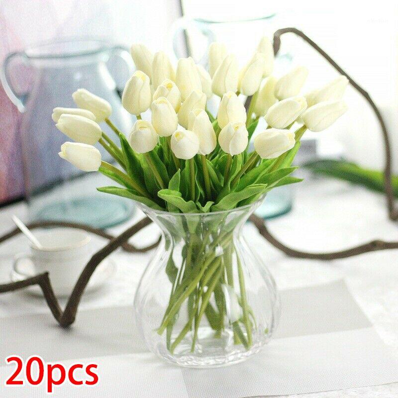 

20pcs/set Decorative Tulip Artificial Floral Flower Latex Real Touch Bridal Wedding Bouquet Home Decor1, Orange